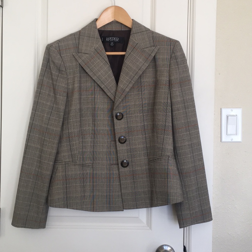 Brown tones plaid suit jacket